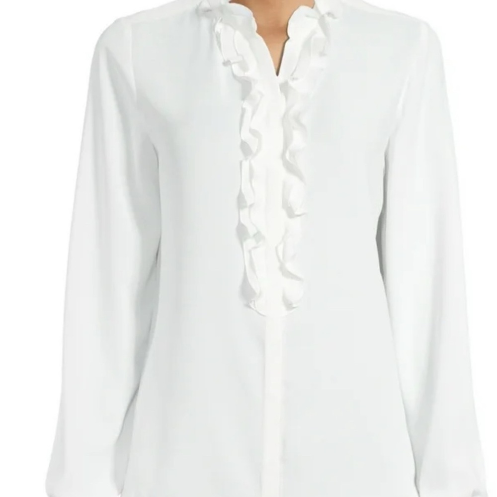 White Ruffled Blouse - Picture 3 of 6